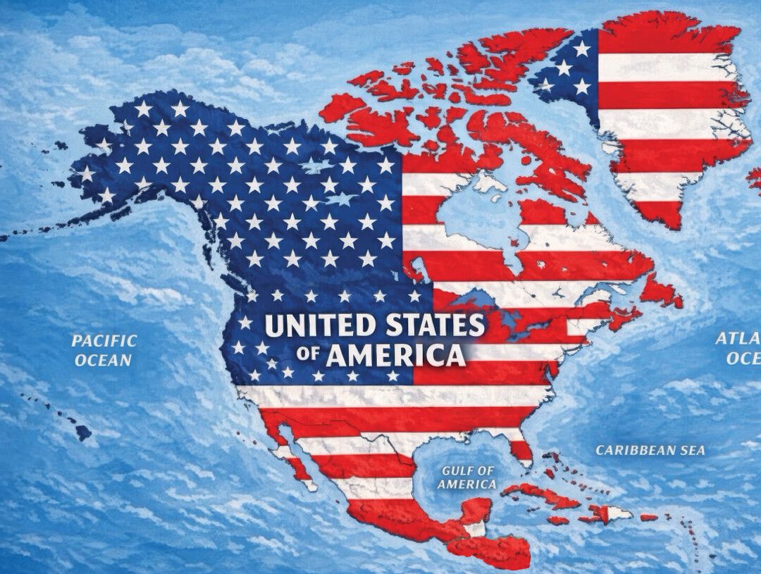 Mapa que compartió el presidente Trump con México pintado con la bandera de su país.